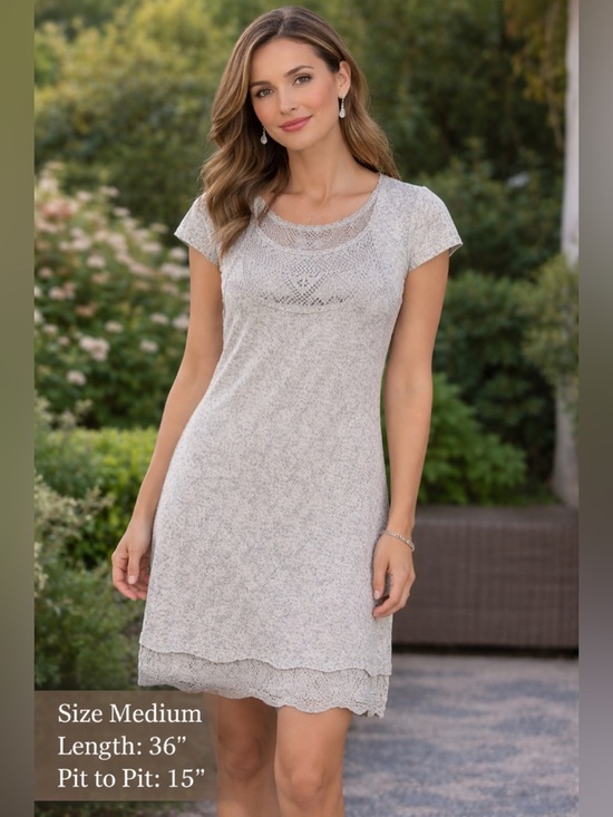 Promod Dresses & Skirts - Promod Gray Knit Short Sleeve dress MEDIUM length 36in pit to pit 15in